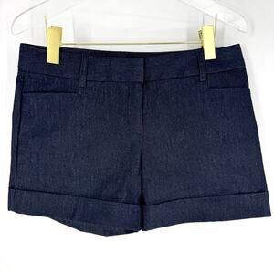 Express Stretch Twill Cuffed Shorts with Wide Waistband Dark Navy Size 6